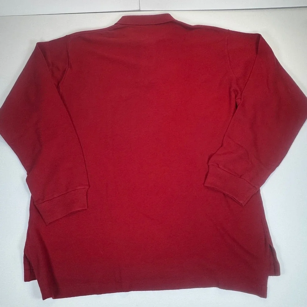 Polo Ralph Lauren Mens XL Red Long Sleeve Pique Cotton Polo Shirt Blue Pony Logo